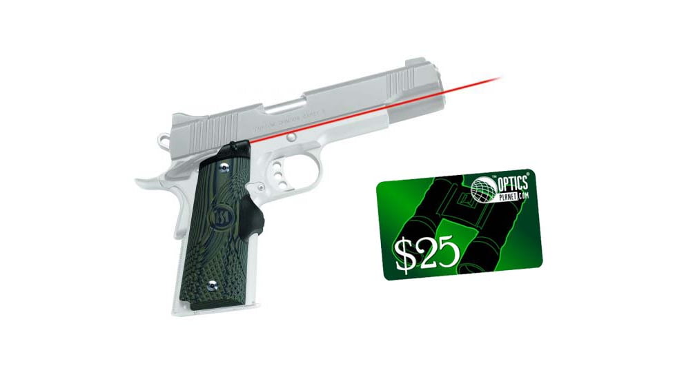 Crimson Trace Master Series Red Laser Grip, for 1911 Full-Size, Green G10 Handle, w/ 25 Email Gift Certificate, LG-910-LG-910-KIT3
