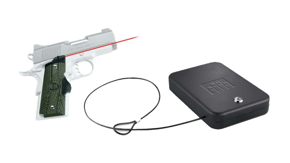 Crimson Trace Master Series Red Laser Sight Grip for 1911 Compact Handguns w/ Green Finish &amp; FREE Nanovault NV 200 Hand Gun Safe