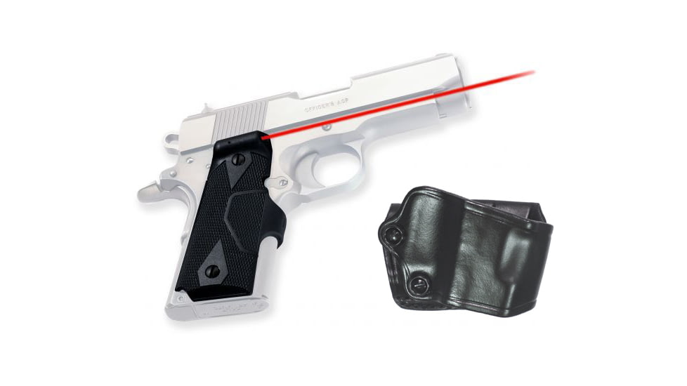 Crimson Trace Pistol Lasergrips - 1911, GOULD, Full-Size Grip and Leather Holster Combo LG-401H GOULD