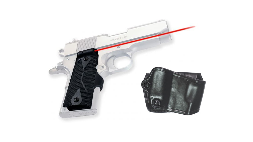 Crimson Trace Pistol Lasergrips - 1911, GOULD, Compact Grip and Leather Holster Combo LG-404H GOULD