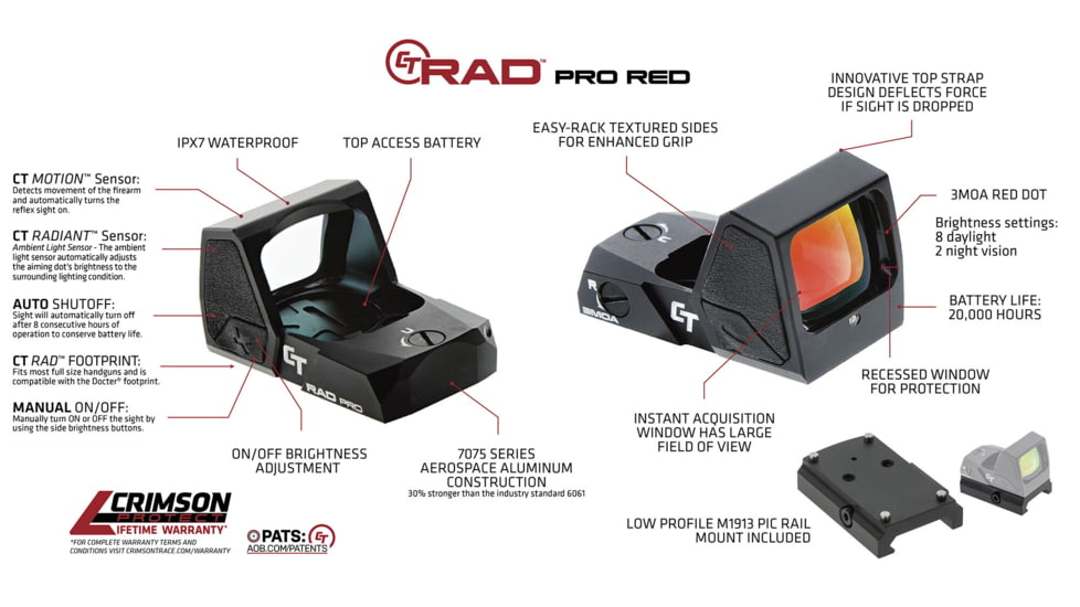 Crimson Trace RAD Pro Red Dot Sight, 3 MOA Red Dot Reticle, Black, 01-01940