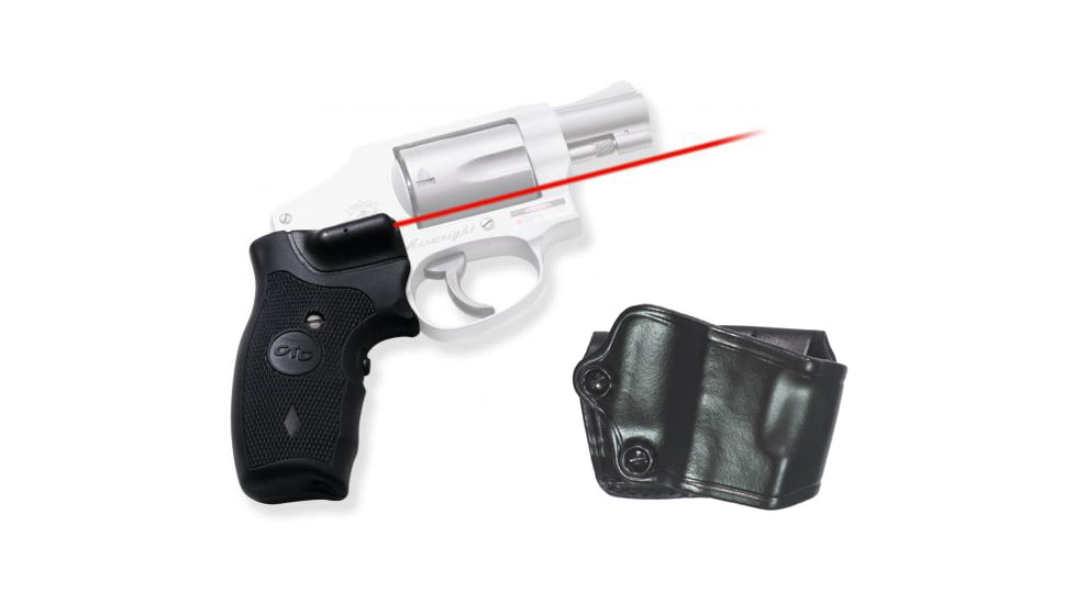 Crimson Trace Smith &amp; Wesson J Frame Lasergrips, GOULD, Grip and Leather Holster Combo, LG-305H GOULD