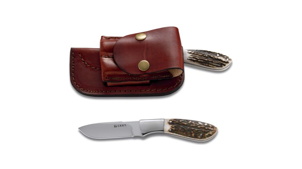 CRKT Kommer Grandpa's Favorite Knife - Drop Point Fixed Blade, Stag Scales 2845