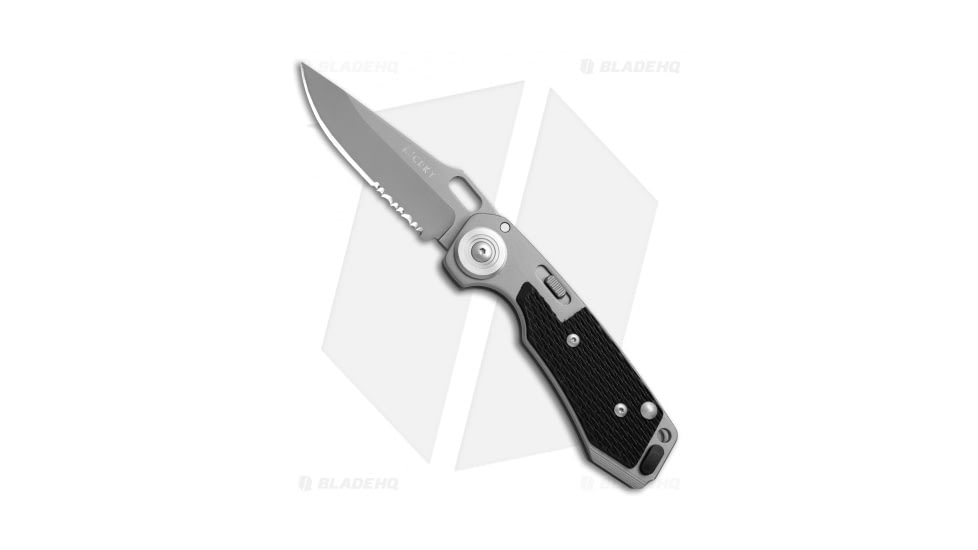 CRKT 4514 HAWK D.O.G. Automatic Automatic Folding Knife, 3.50in, AUS-8 Stainless Steel, Clip Point Blade, Aluminum Black/Gray Handle, Steel/Black/Gray, 8.00in, BHQ-50616