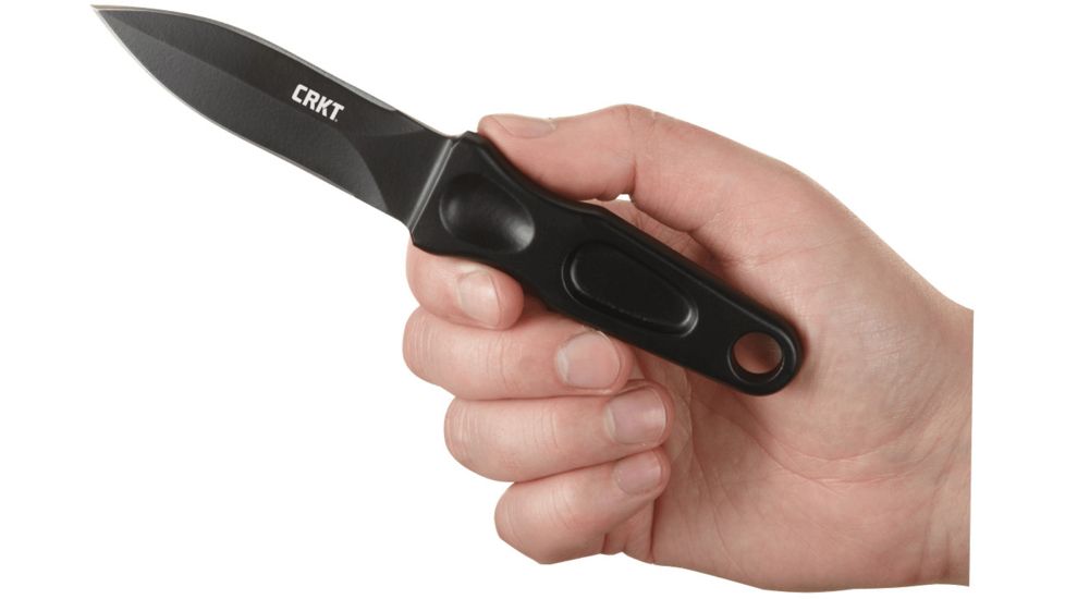 CRKT A.G. Russell Sting, Black Handle &amp; Blade, Plain,Zytel Sheath CR2020