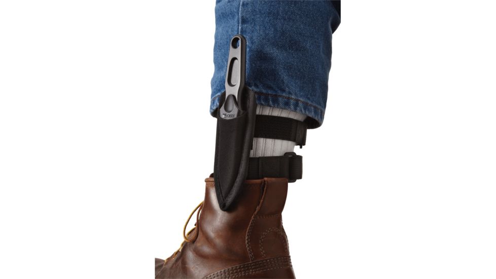 CRKT A.G. Russell Sting, Black Handle &amp; Blade, Plain,Zytel Sheath CR2020