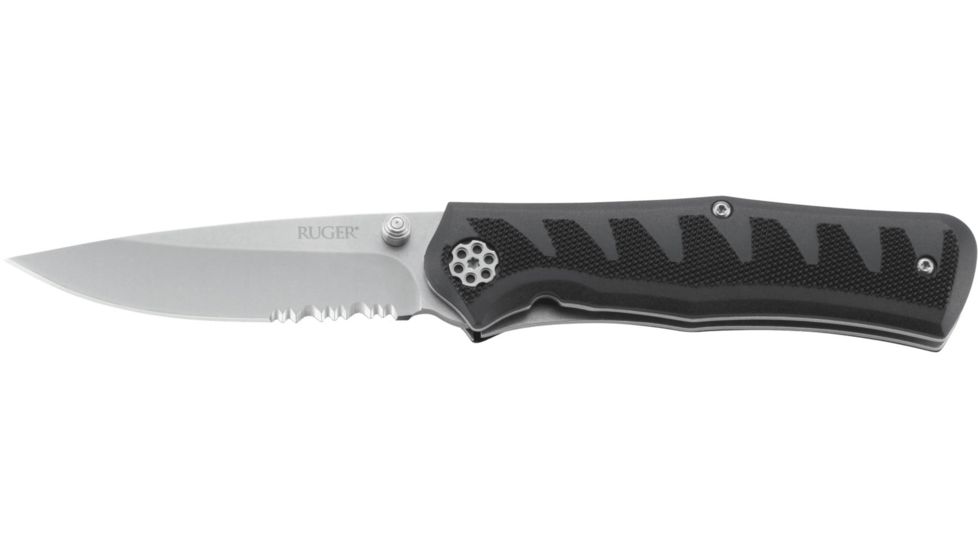 USED CRKT ASSISTED OPENING LOCKING LINER, Crack Shot Compact, Triple Point Serrations, Black and Gray, 3.5 R1206, EDEMO1