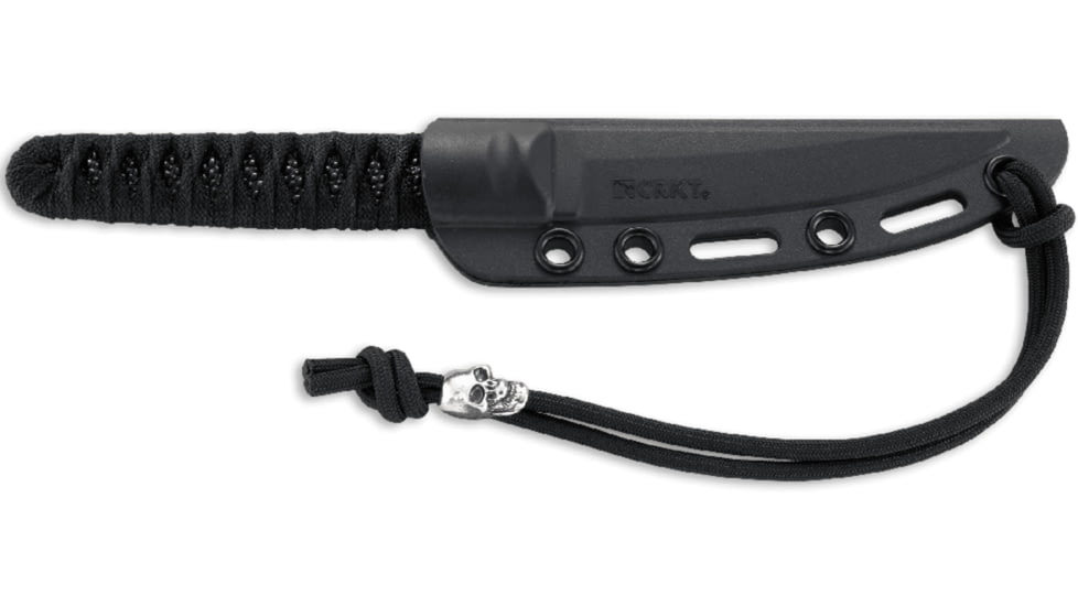 CRKT Burnley Obake - 3.64in. Blade w/ Acid Etch Pattern, Black Paracord Wrapped Handle, Sheath 2367