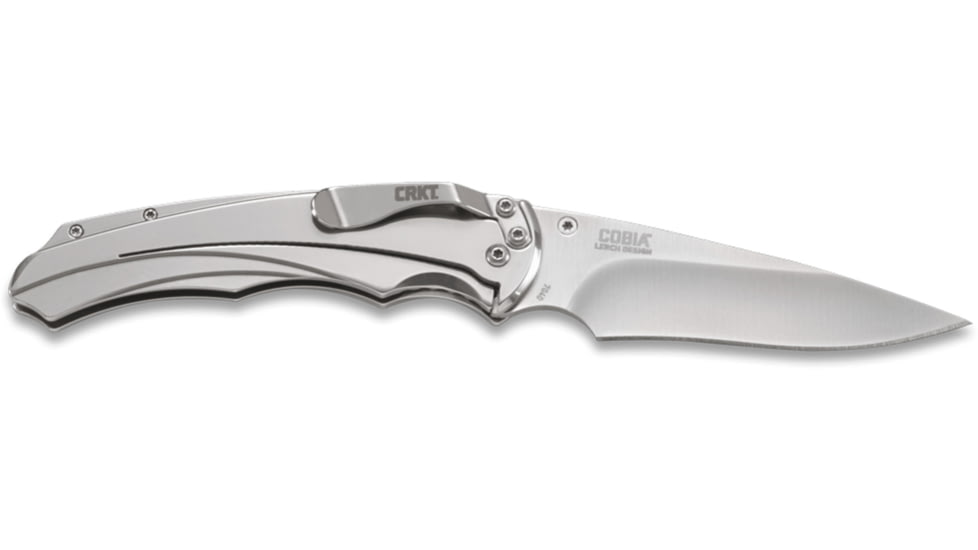 CRKT Cobia Assisted Open Folding Knife by Matthew Lerch,2.94in Satin Drop Point Plain Edge,Satin Handle CR7040