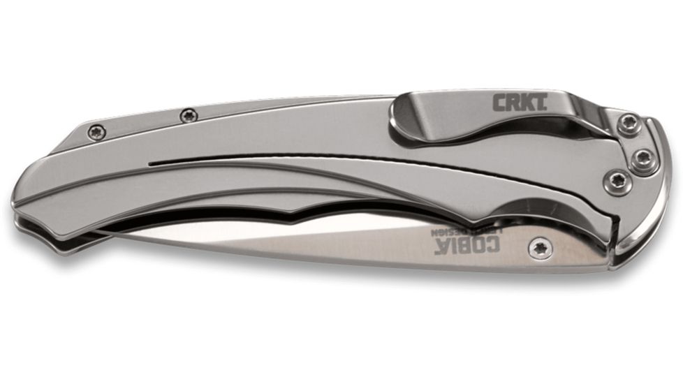 CRKT Cobia Assisted Open Folding Knife by Matthew Lerch,2.94in Satin Drop Point Plain Edge,Satin Handle CR7040