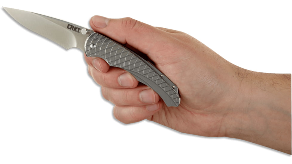 CRKT Cobia Assisted Open Folding Knife by Matthew Lerch,2.94in Satin Drop Point Plain Edge,Satin Handle CR7040