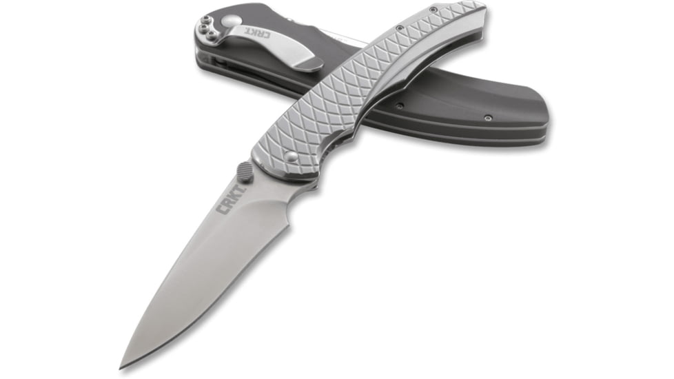 CRKT Cobia Assisted Open Folding Knife by Matthew Lerch,2.94in Satin Drop Point Plain Edge,Satin Handle CR7040