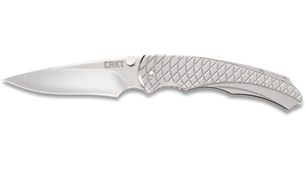 CRKT Cobia Assisted Open Folding Knife by Matthew Lerch,2.94in Satin Drop Point Plain Edge,Satin Handle CR7040