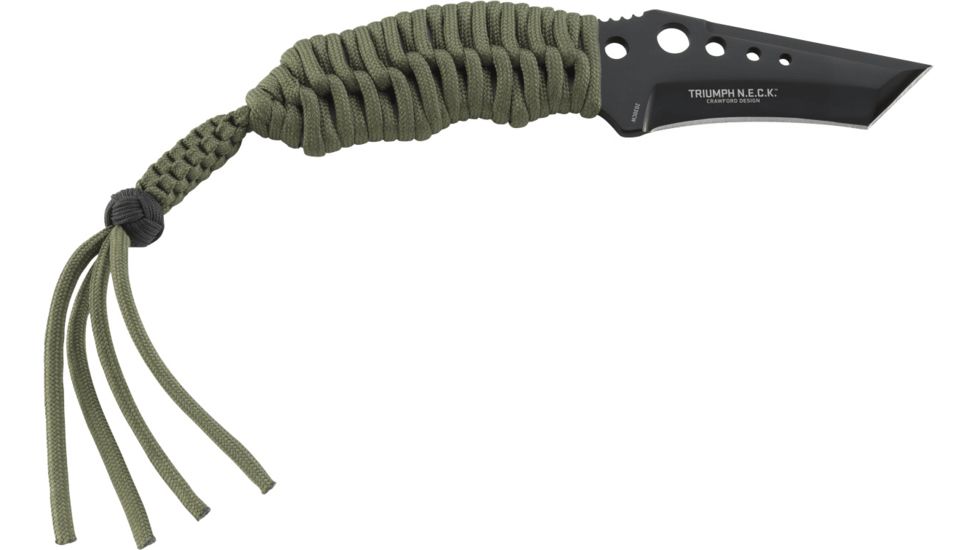 CRKT Crawford N.E.C.K. Knife - Black, with Olive Drab Cord Wrap 2030CW