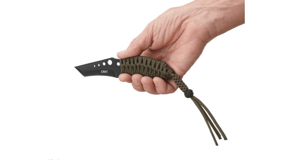 CRKT Crawford N.E.C.K. Knife - Black, with Olive Drab Cord Wrap 2030CW