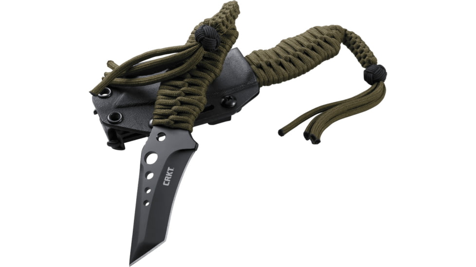 CRKT Crawford N.E.C.K. Knife - Black, with Olive Drab Cord Wrap 2030CW