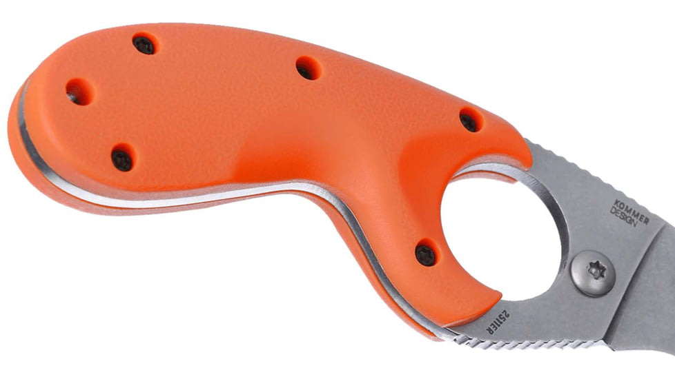 CRKT Bear Claw 2.39in Fixed Blade Knife, AUS 8, Hawkbill, Orange w/Veff Serrations Glass-Reinforced Nylon, 2511ER