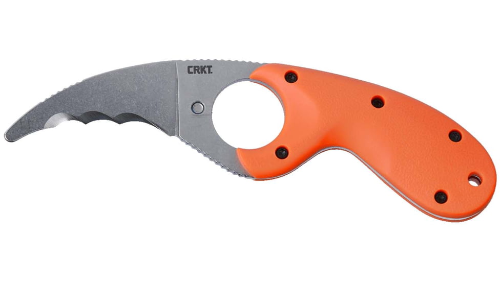 CRKT Bear Claw 2.39in Fixed Blade Knife, AUS 8, Hawkbill, Orange w/Veff Serrations Glass-Reinforced Nylon, 2511ER