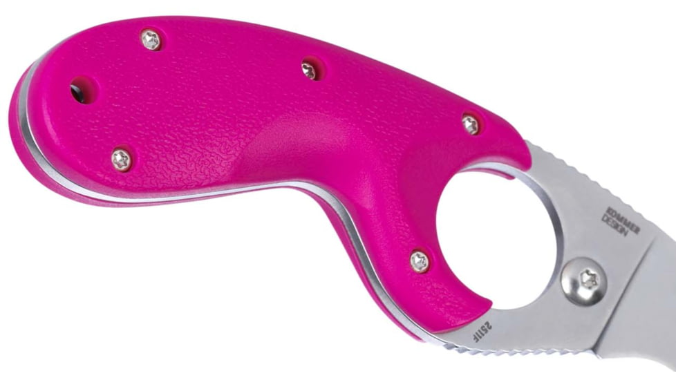 CRKT Bear Claw 2.39in Fixed Blade Knife, AUS 8, Hawkbill, Pink w/Veff Serrations Glass-Reinforced Nylon, 2511F