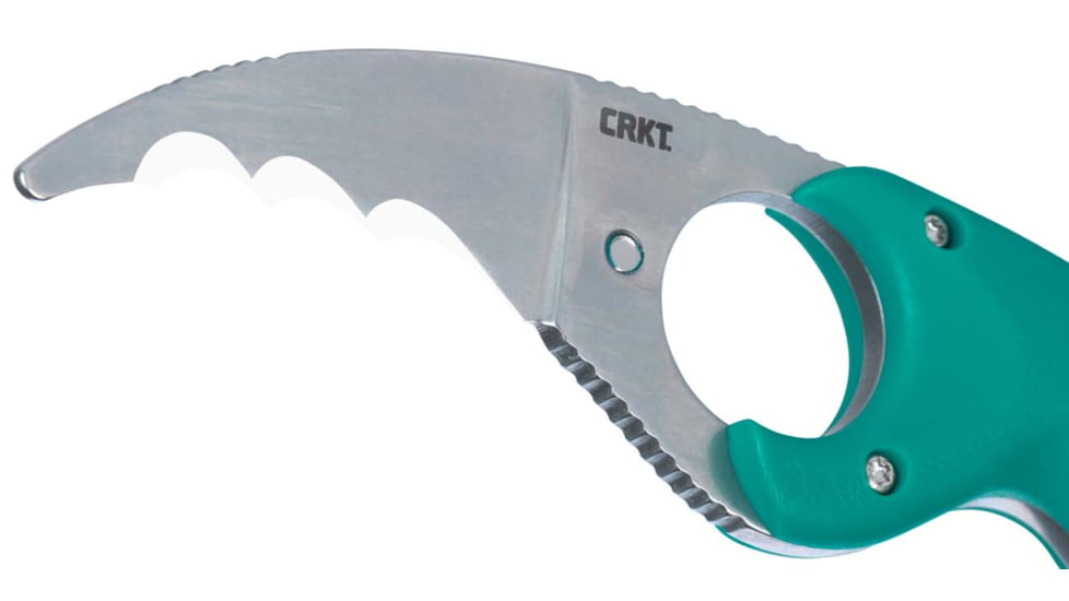 CRKT Bear Claw 2.39in Fixed Blade Knife, AUS 8, Hawkbill, Green w/Veff Serrations Glass-Reinforced Nylon, 2511T