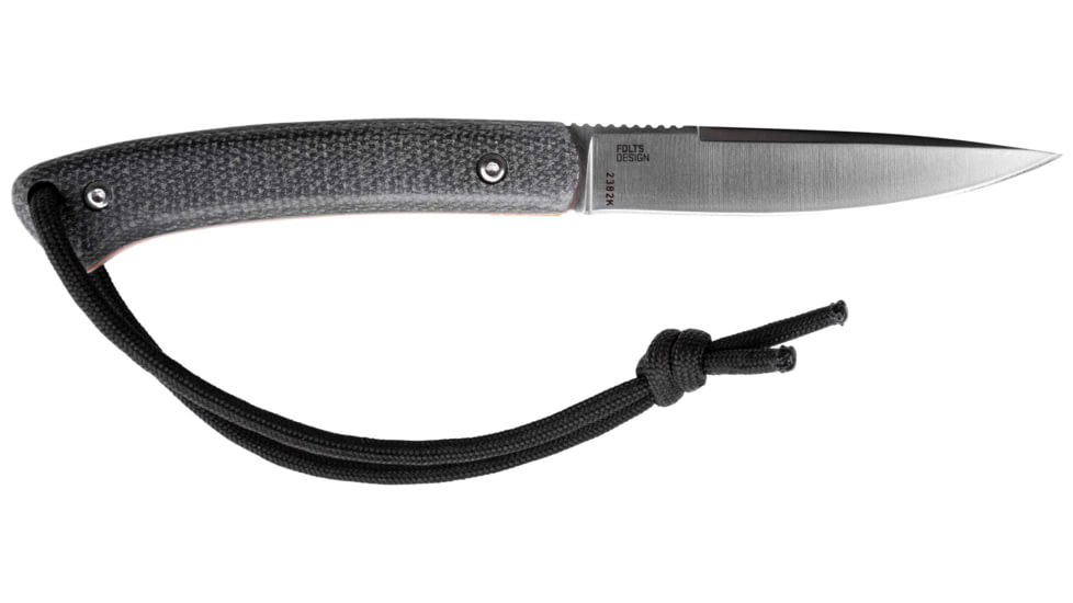 CRKT Biwa Fixed Blade Knife, 3.02in, 12C27, Drop Point, Black Micarta Handle, 2382K