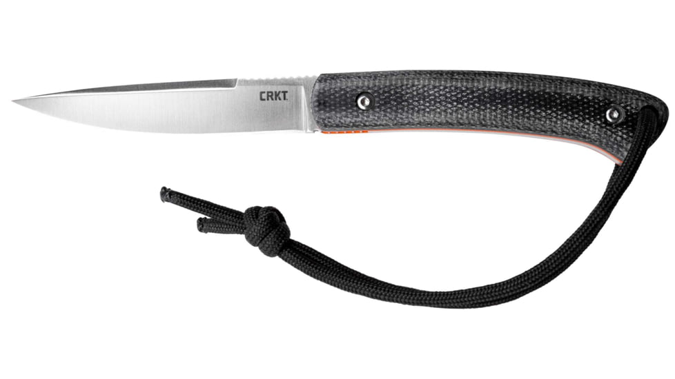 CRKT Biwa Fixed Blade Knife, 3.02in, 12C27, Drop Point, Black Micarta Handle, 2382K