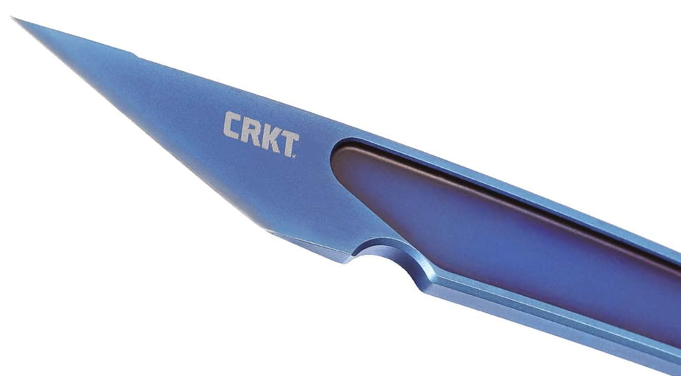 CRKT HangTi Fixed Blade Knife, 1.06in, Titanium Blade, Drop Point, Blue Titanuim Handle, 7065