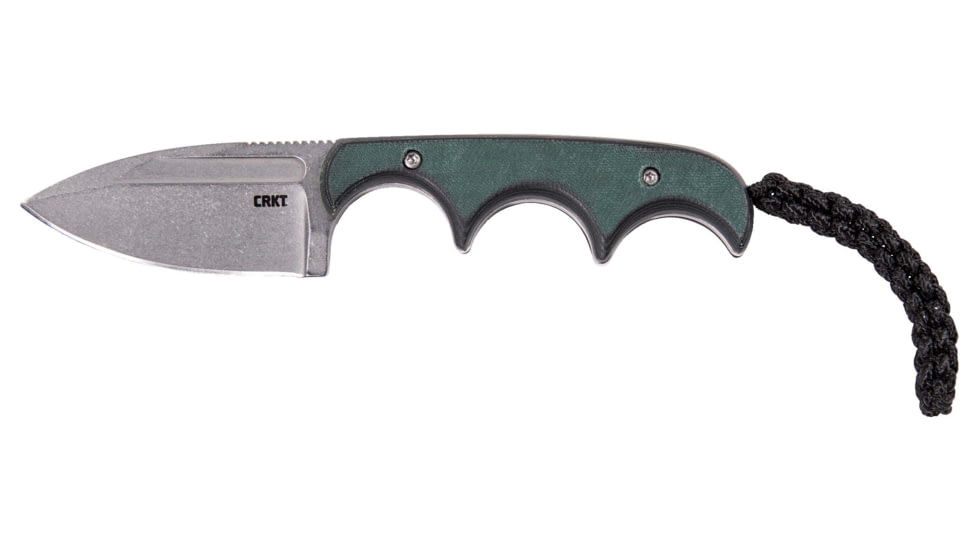 CRKT Minimalist Spear Point Fixed Blade Knife, 2.15in, 8Cr13MoV Stainless Steel Blade, Spear Point Blade, Green G10 Handle, 2396