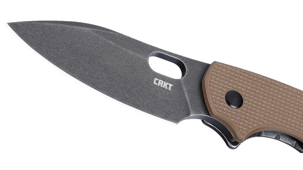CRKT Pilar III Folding Knife, 2.97in, 8Cr13MoV Stainless Steel Blade, Sheepsfoot Blade, Brown G10 Handle, 5317B