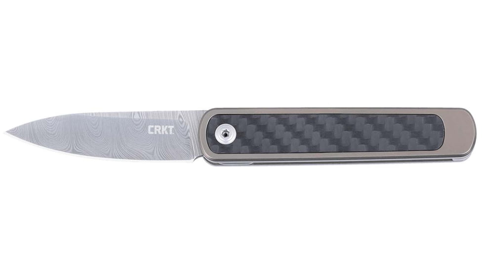 CRKT Pup Folding Knife, 2.09in, 8Cr13MoV Stainless Steel Blade, Drop Point Blade, Blue Stainless Steel Handle, 7071