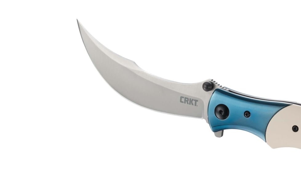 CRKT Ritual Assisted Opening Folding Knife, 4.37in 12C27, Persian, Fiber Infused Resin Handle w/Stainless Steel Bolster, White, 7471