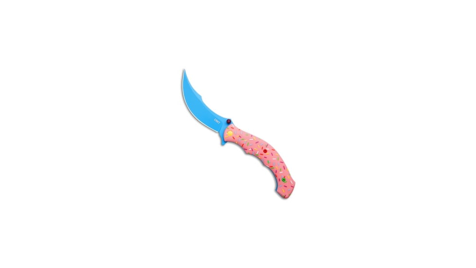 Crkt CRKT Ritual Compact Dessert Warrior Assisted Opening Knife Pink G-10 3.3" Blue, Pink, Sandvik 12C27, adult, BHQ-207042