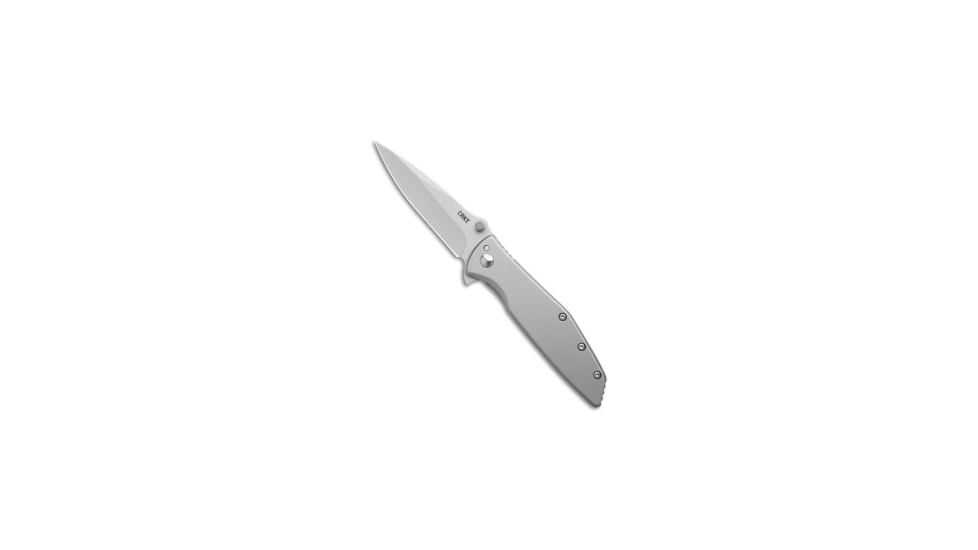 Crkt CRKT Slag Spring Assisted Frame Lock Knife Stainless Steel 3" Bead Blast, Silver, D2, adult, BHQ-226884