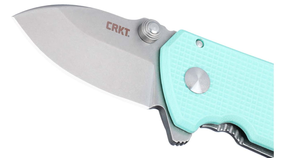 CRKT Squid Compact Assisted Opening Folding Knife, 1.75in, D2, Drop Point, Blue Stainless Steel Handle, 2485B