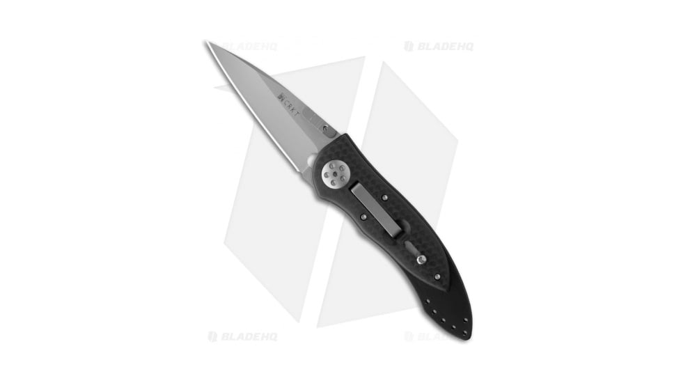 CRKT Elishewitz E-Lock 7303 Automatic Folding Knife, 2.75in, AUS-8 Stainless Steel, Spear Point Blade, Zytel Black Handle, Steel/Black, 6.625in, BHQ-0474