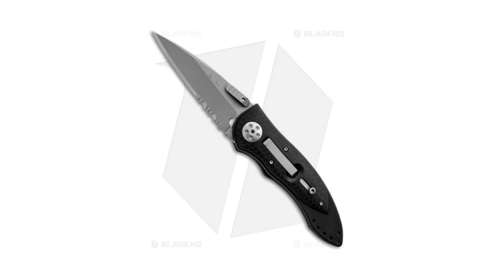 CRKT Elishewitz E-Lock 7313 Automatic Folding Knife, 2.75in, AUS-8 Stainless Steel, Spear Point Blade, Zytel Black Handle, Black/Black, 6.625in, BHQ-0475