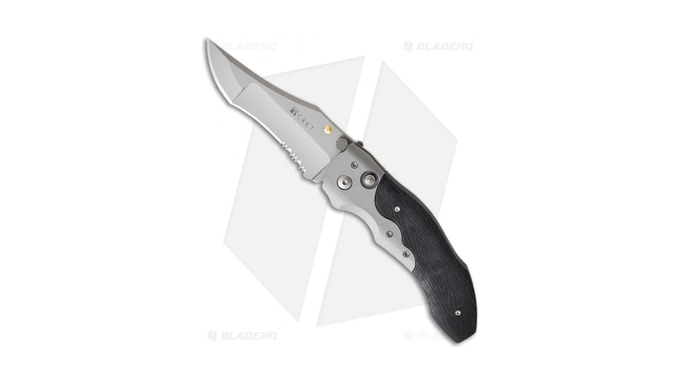 CRKT Elishewitz Pharaoh Automatic Folding Knife, 3.625in, AUS-8 Stainless Steel, Clip Point Blade, GFN Black/Gray Handle, Black/Black/Gray, 8.25in, BHQ-1455