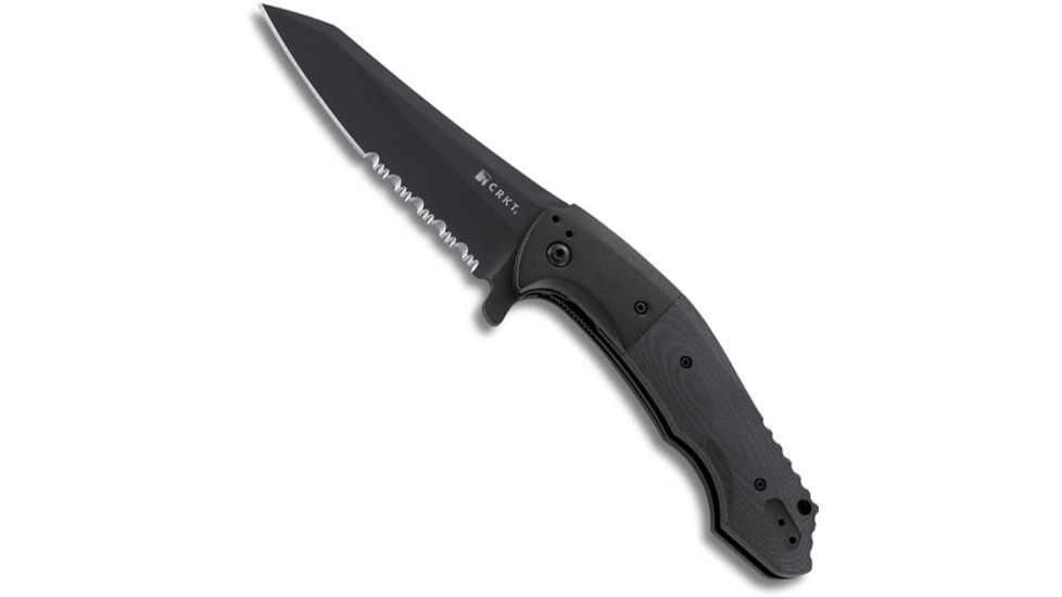 CRKT Eraser Folding Tanto Tactical Knife, Combo Edge, Black TitanNitride Blade 8900K