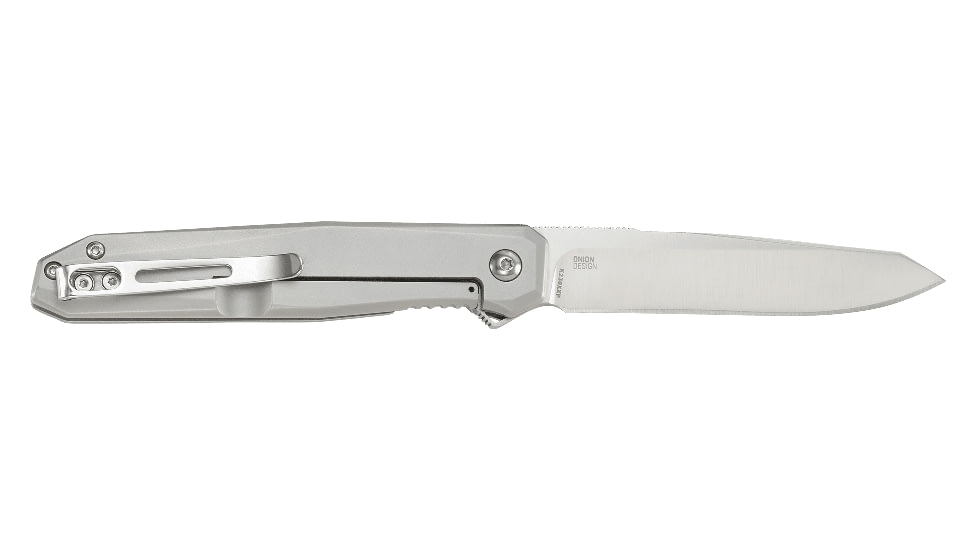 CRKT Facet Assisted Opening Folding Knife, 3.37in, Plain Satin D2 Steel Blade, Sheepsfoot, Stainless Steel Handle, Gray, K230XXP