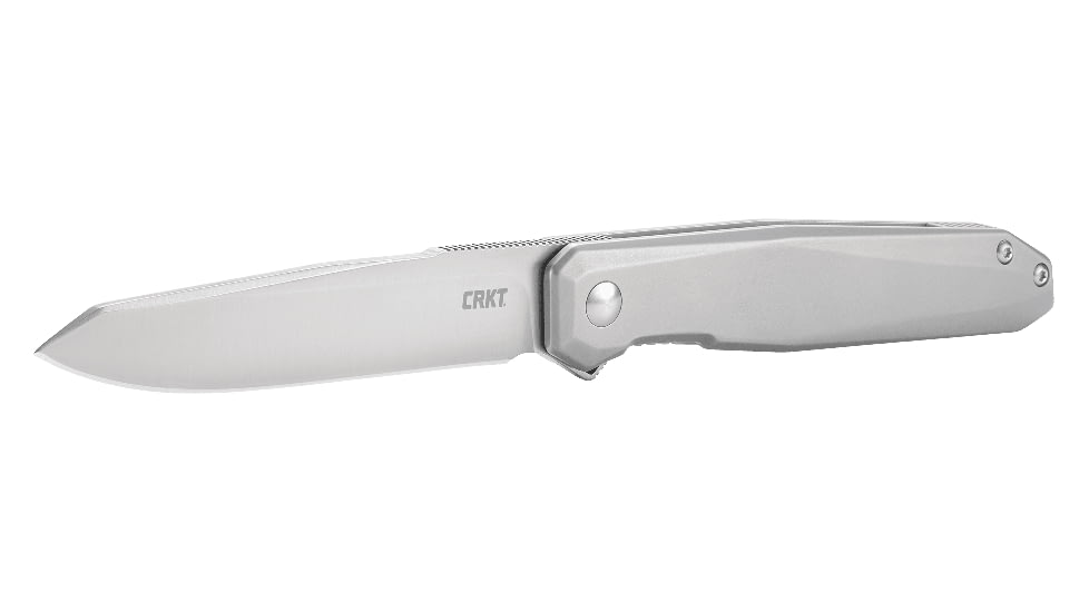 CRKT Facet 3.37in Folding Knife, Sheepsfoot, Plain Satin D2 Steel Blade, Stainless Steel Handle, K230XXP