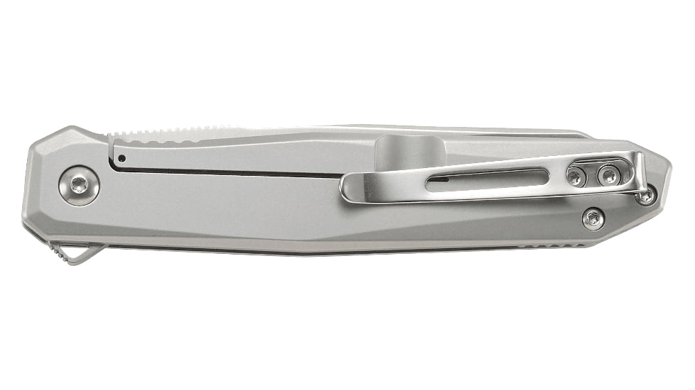 CRKT Facet 3.37in Folding Knife, Sheepsfoot, Plain Satin D2 Steel Blade, Stainless Steel Handle, K230XXP