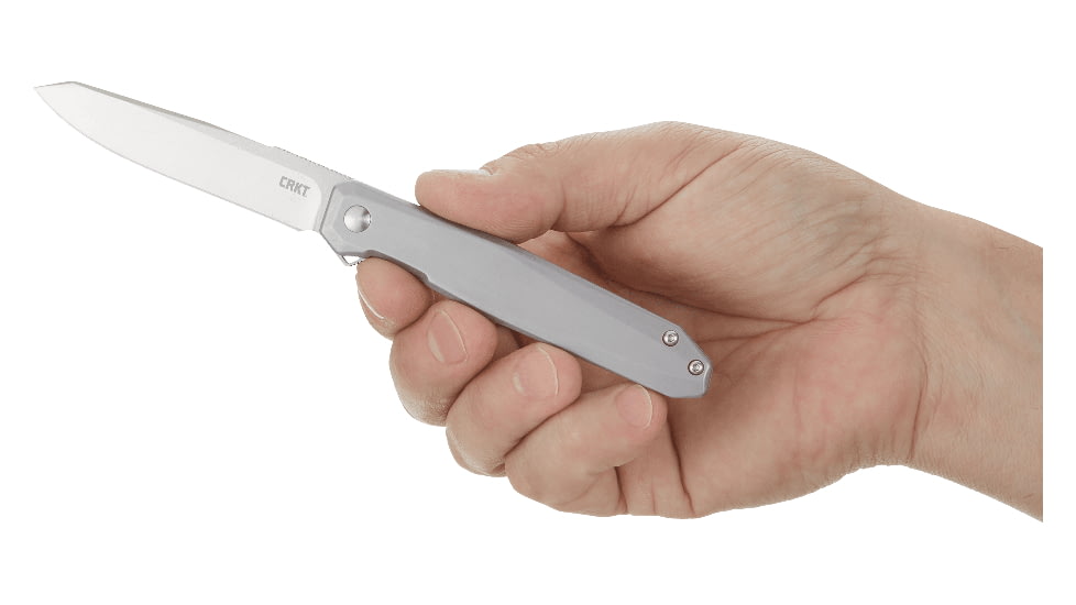 CRKT Facet 3.37in Folding Knife, Sheepsfoot, Plain Satin D2 Steel Blade, Stainless Steel Handle, K230XXP