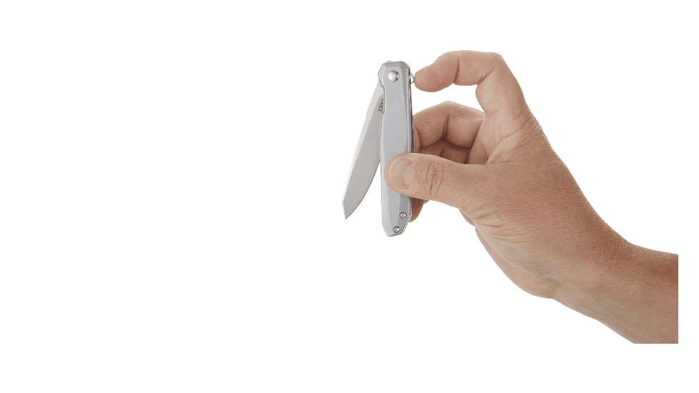 CRKT Facet 3.37in Folding Knife, Sheepsfoot, Plain Satin D2 Steel Blade, Stainless Steel Handle, K230XXP
