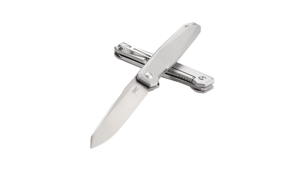 CRKT Facet 3.37in Folding Knife, Sheepsfoot, Plain Satin D2 Steel Blade, Stainless Steel Handle, K230XXP