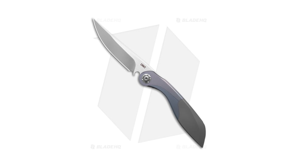 CRKT Fial Folding Knife, 3.62in, Bohler M390 Stainless Steel, Drop Point Blade, Titanium Gray/Blue Handle, Steel/Gray/Blue, 8.25in, BHQ-200891