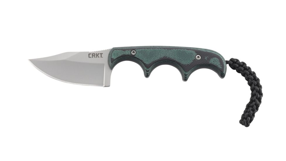 CRKT Folts Minimalist Bowie Fixed Blade Knife, 2in, Bowie Style Clip Point, Black Micarta Handle CR2387K