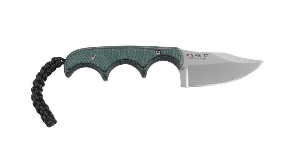 CRKT Folts Minimalist Bowie Fixed Blade Knife, 2in, Bowie Style Clip Point, Black Micarta Handle CR2387K