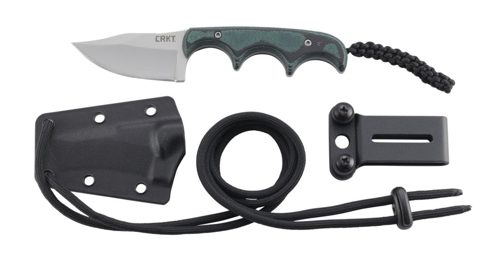 CRKT Folts Minimalist Bowie Fixed Blade Knife, 2in, Bowie Style Clip Point, Black Micarta Handle CR2387K