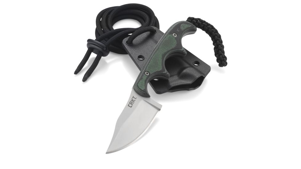 CRKT Folts Minimalist Bowie Fixed Blade Knife, 2in, Bowie Style Clip Point, Black Micarta Handle CR2387K