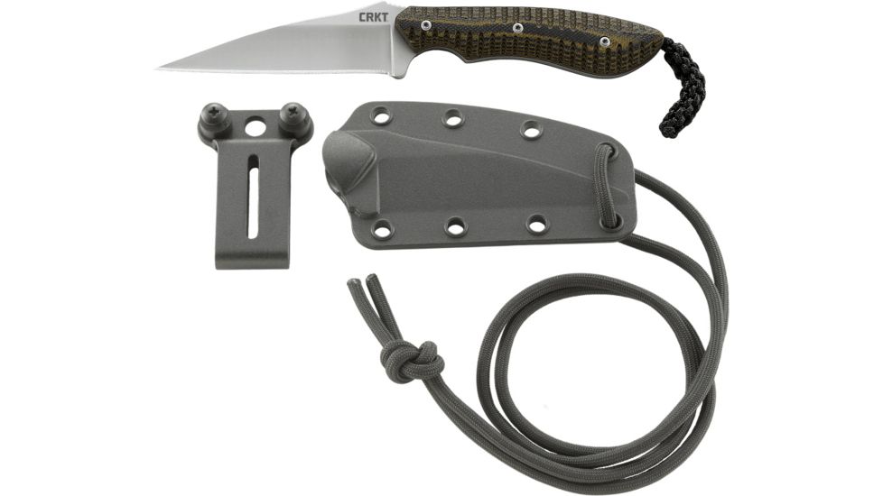 CRKT Folts SPEW Small Pocket Everyday Fixed Blade Knife, Wharncliffe, Razor Edge 2388
